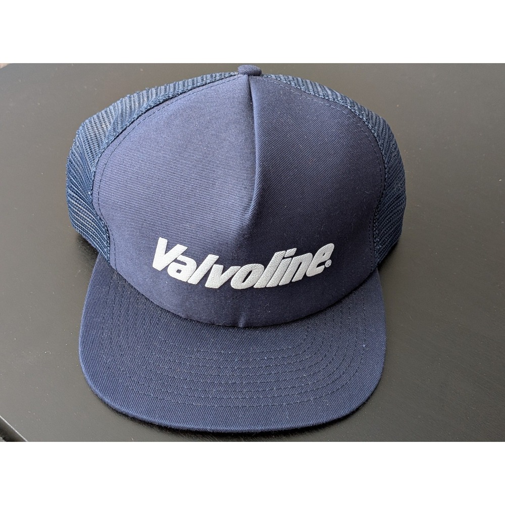 Valvoline Oil‎ Logo Mesh Snapback Hat Cap Blue USA Made OSFM